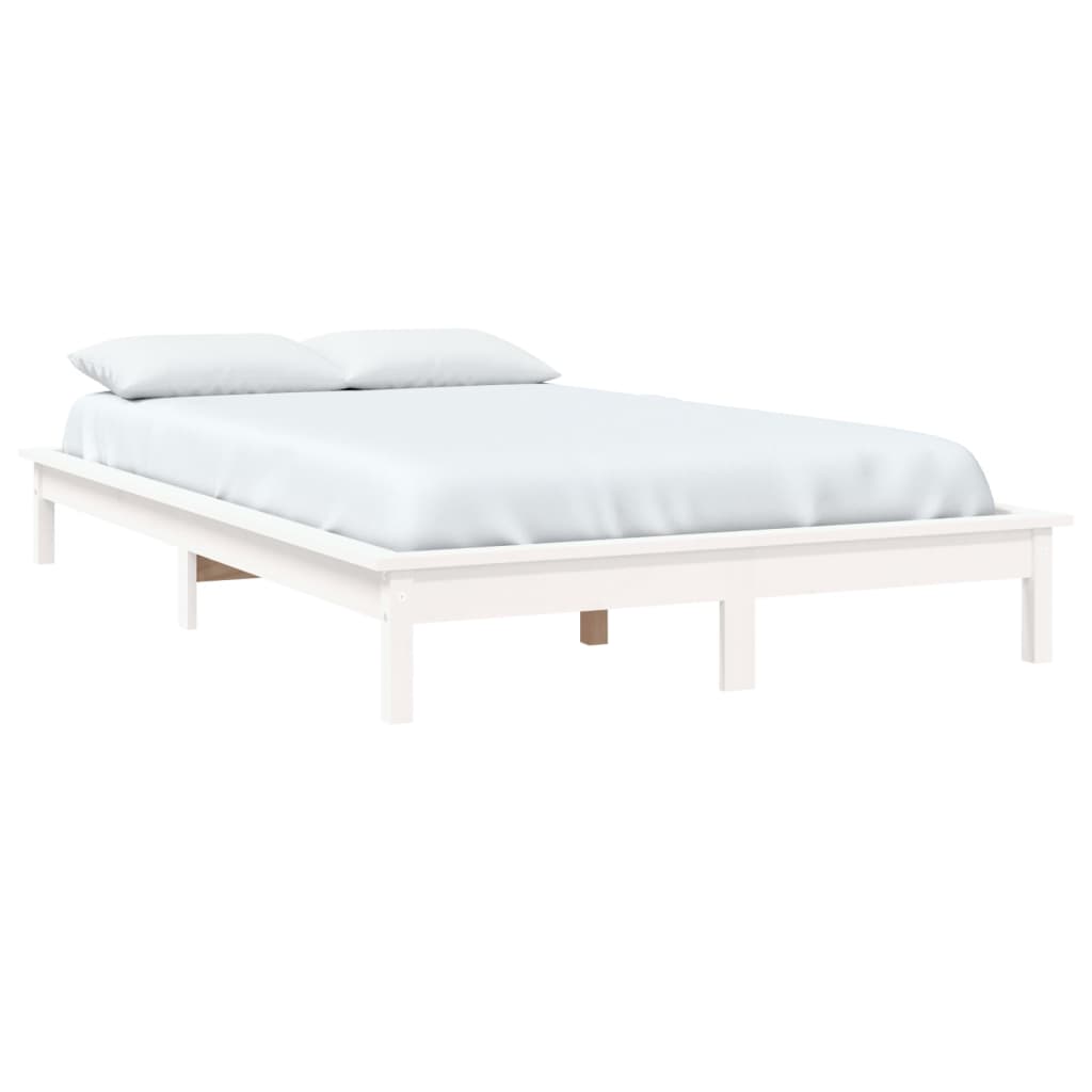 vidaXL Massivholzbett ohne Matratze Weiß 140x190 cm Kiefernholz