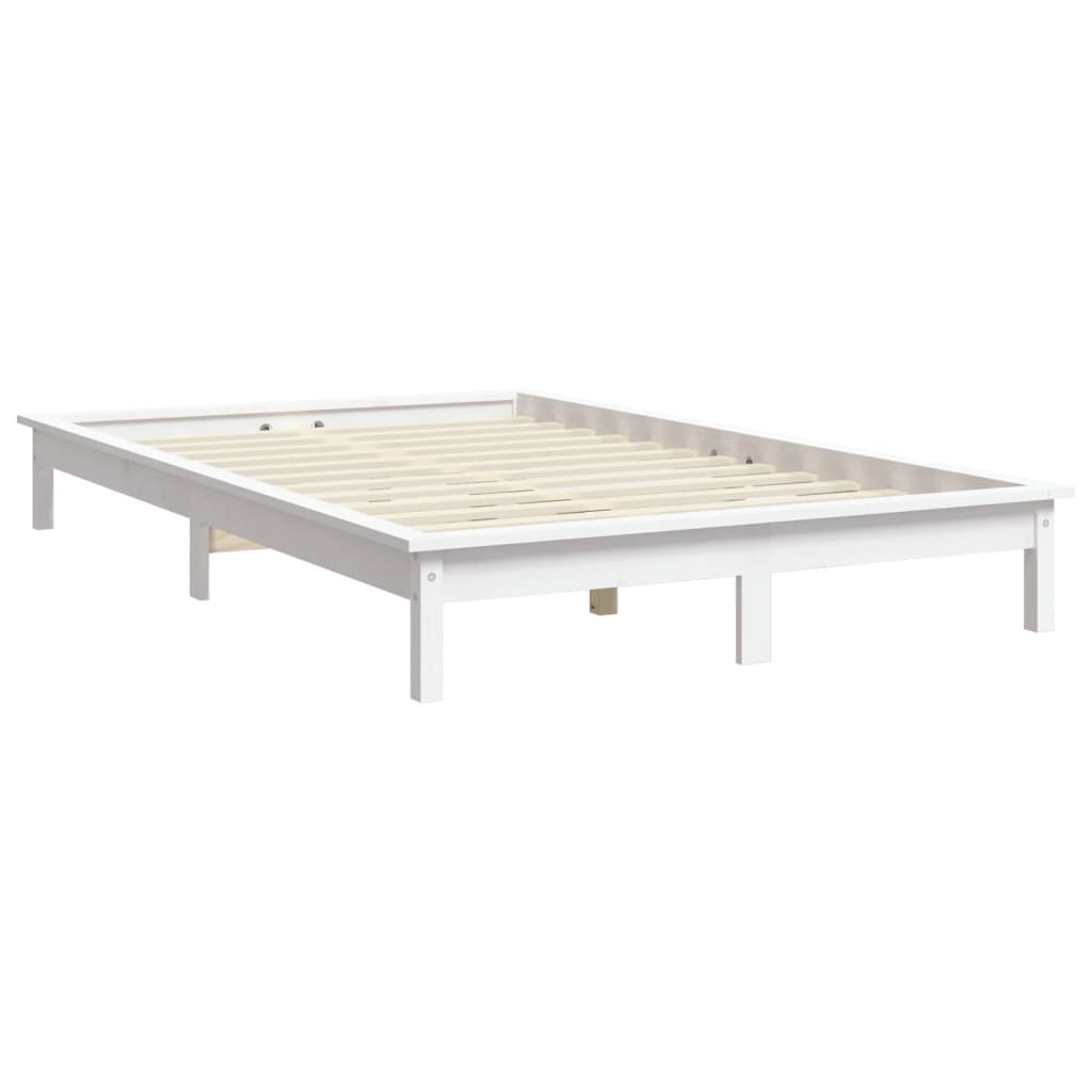 vidaXL Massivholzbett ohne Matratze Weiß 140x190 cm Kiefernholz