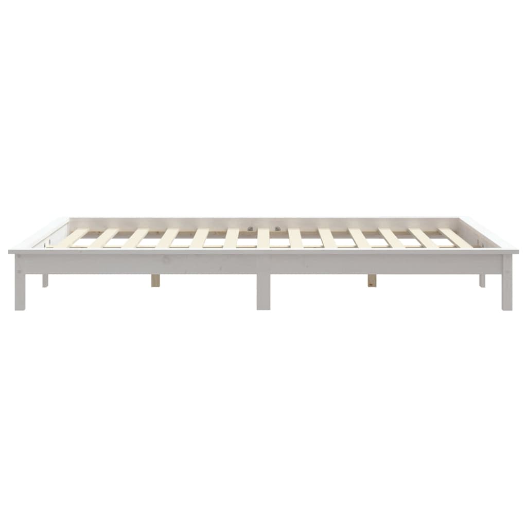 vidaXL Massivholzbett ohne Matratze Weiß 140x190 cm Kiefernholz