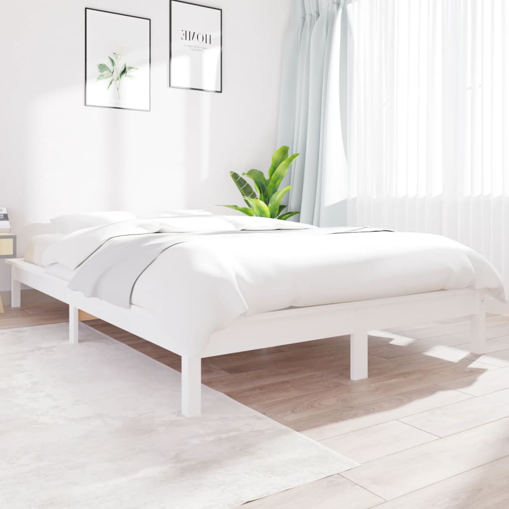 vidaXL Massivholzbett ohne Matratze Weiß 140x190 cm Kiefernholz