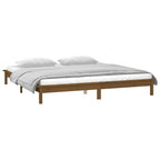 vidaXL Massivholzbett mit LEDs Honigbraun 140x200 cm
