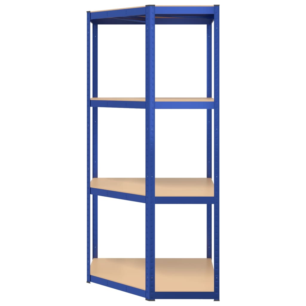 vidaXL Eckregal mit 4 Böden Blau Stahl & Holzwerkstoff