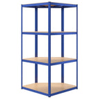 vidaXL Eckregal mit 4 Böden Blau Stahl & Holzwerkstoff