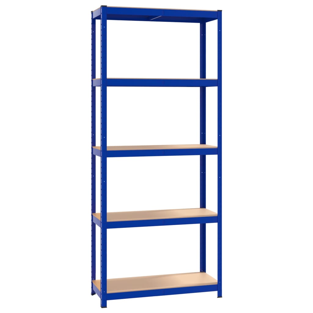 vidaXL Regale mit 5 Böden 3 Stk. Blau Stahl & Holzwerkstoff