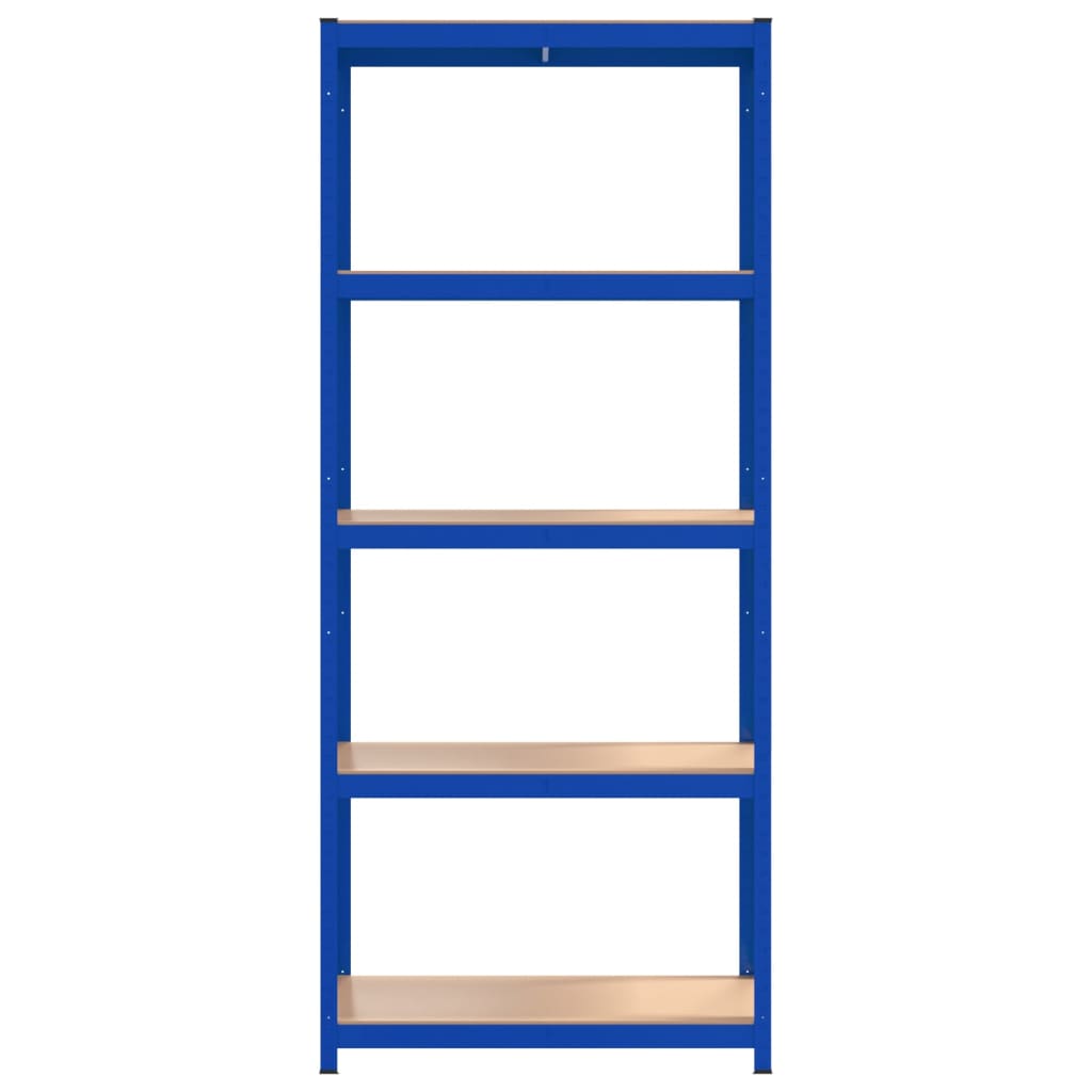 vidaXL Regale mit 5 Böden 3 Stk. Blau Stahl & Holzwerkstoff