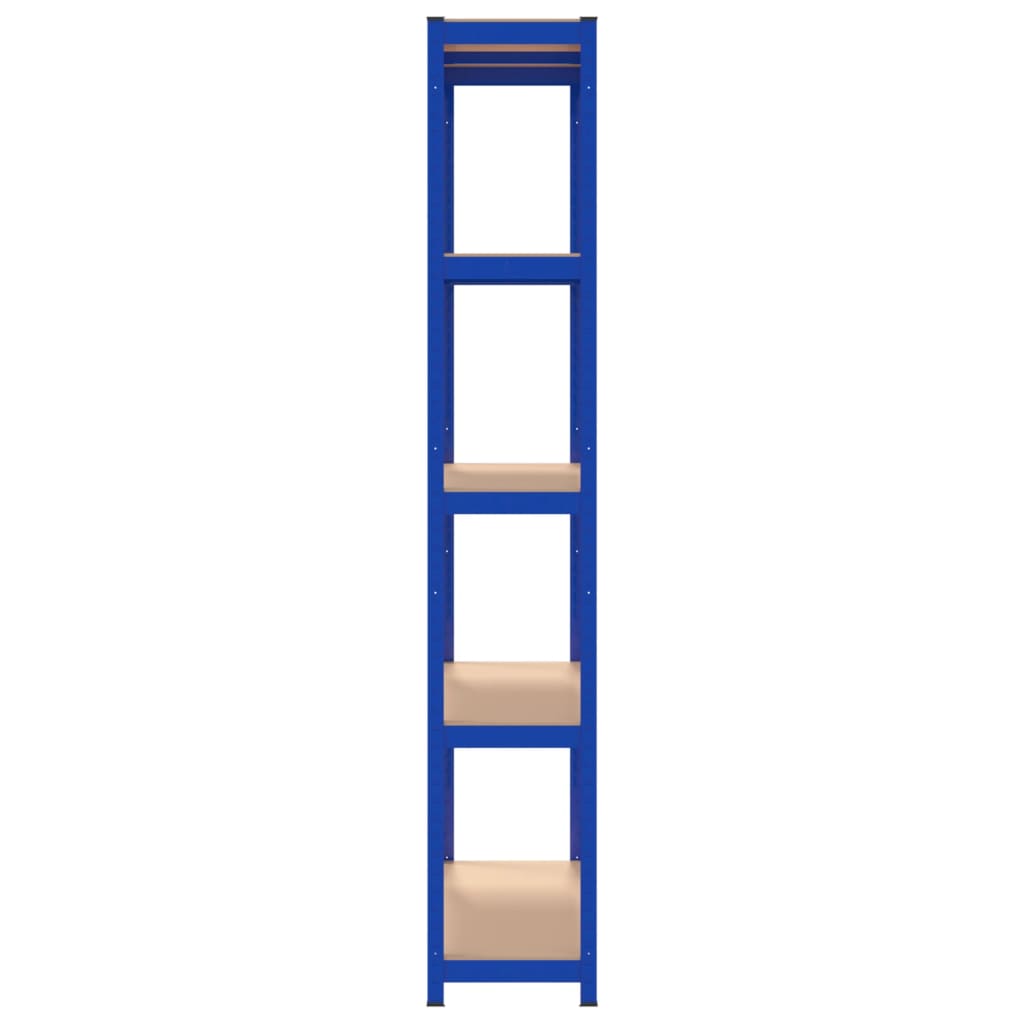 vidaXL Regale mit 5 Böden 3 Stk. Blau Stahl & Holzwerkstoff
