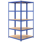 vidaXL Eckregal mit 5 Böden Blau Stahl & Holzwerkstoff