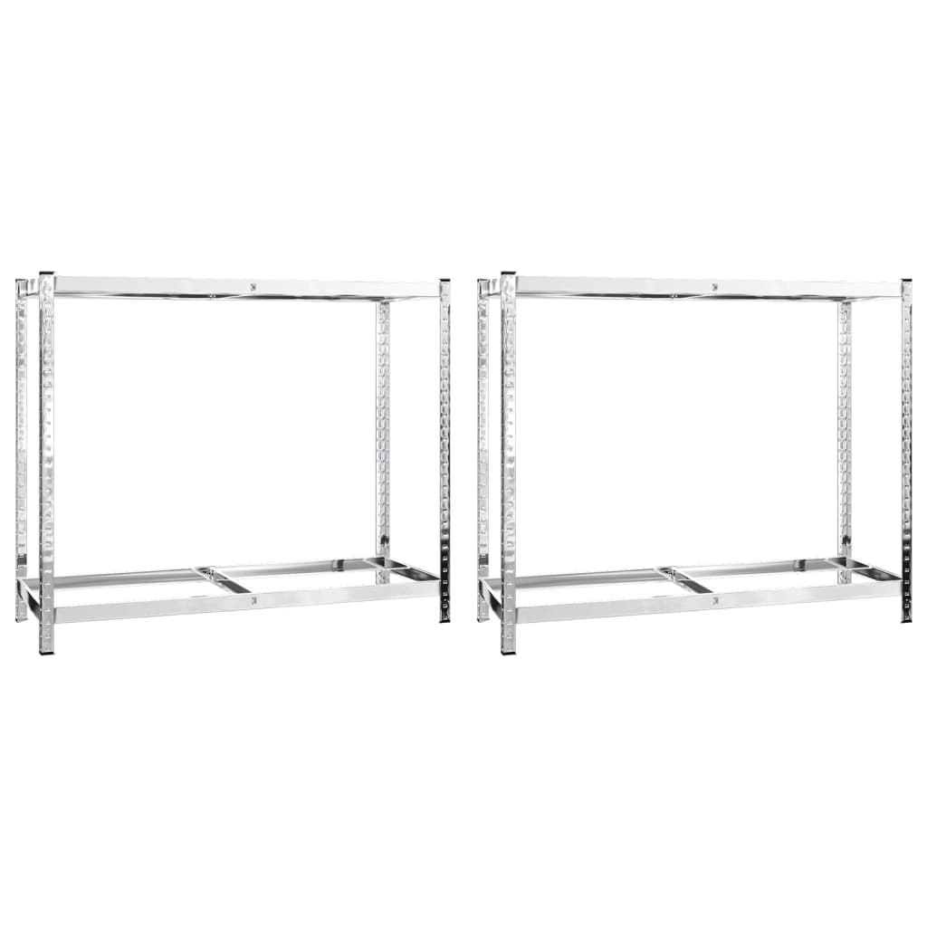 vidaXL Reifenregale mit 2 Böden 2 Stk. Silbern 110x40x110 cm Stahl