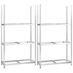 vidaXL Reifenregale mit 3 Böden 2 Stk. Silbern 110x40x200 cm Stahl