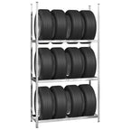 vidaXL Reifenregale mit 3 Böden 2 Stk. Silbern 110x40x200 cm Stahl