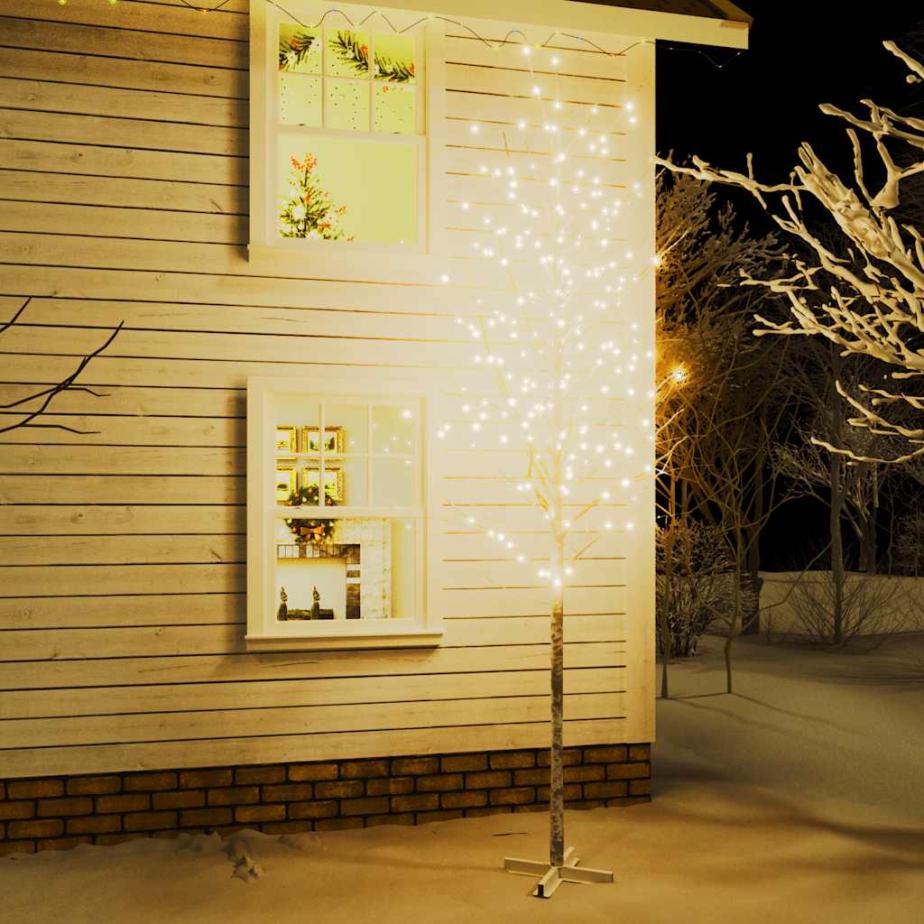 vidaXL LED-Birke Warmweiß 672 LEDs 400 cm