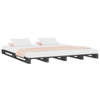 vidaXL Palettenbett Grau 150x200 cm Massivholz