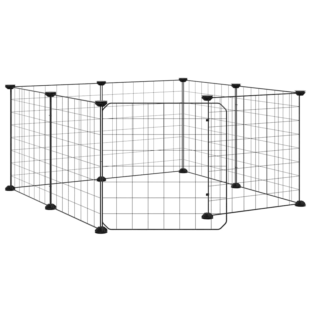 vidaXL 8-Panel-Haustierkäfig mit Tür Schwarz 35x35 cm Stahl