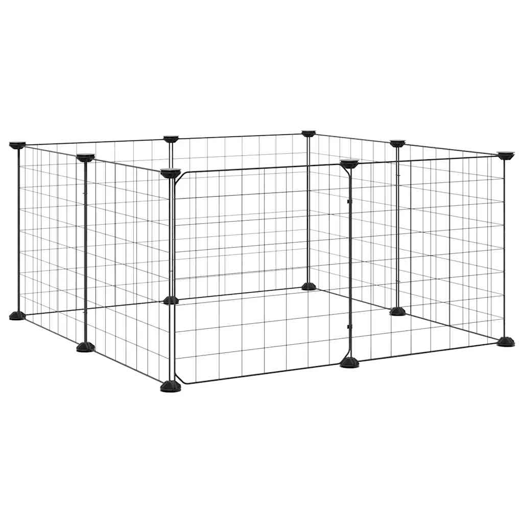 vidaXL 8-Panel-Haustierkäfig mit Tür Schwarz 35x35 cm Stahl