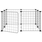 vidaXL 8-Panel-Haustierkäfig mit Tür Schwarz 35x35 cm Stahl