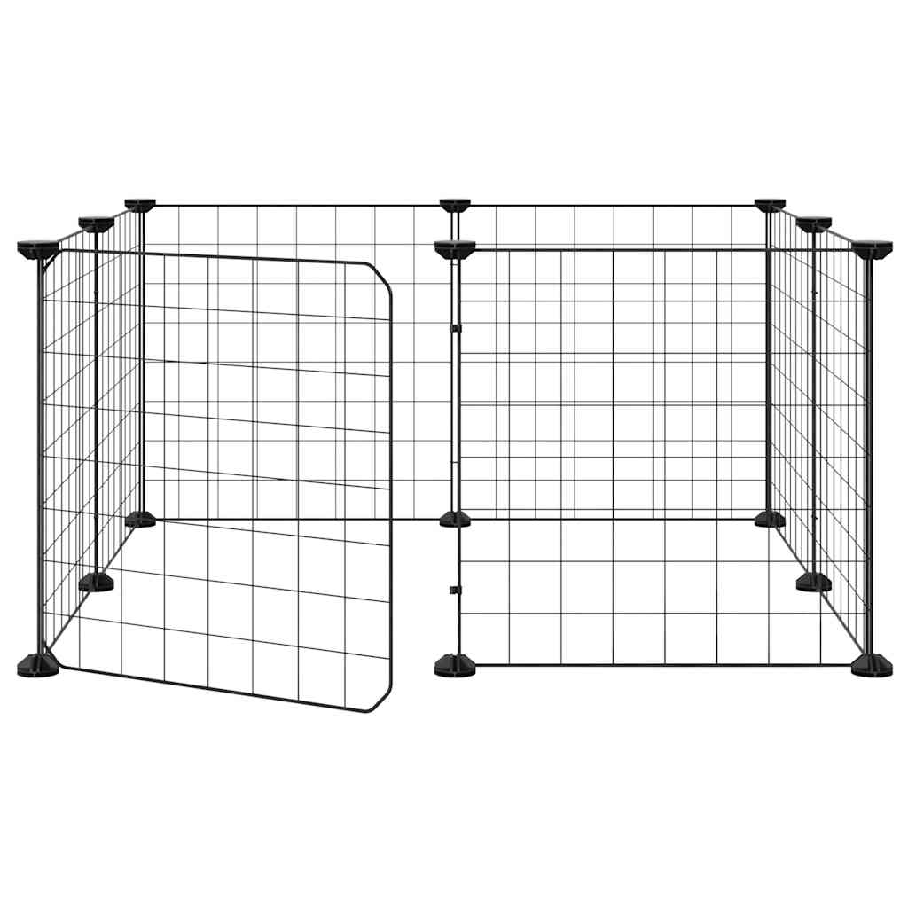 vidaXL 8-Panel-Haustierkäfig mit Tür Schwarz 35x35 cm Stahl