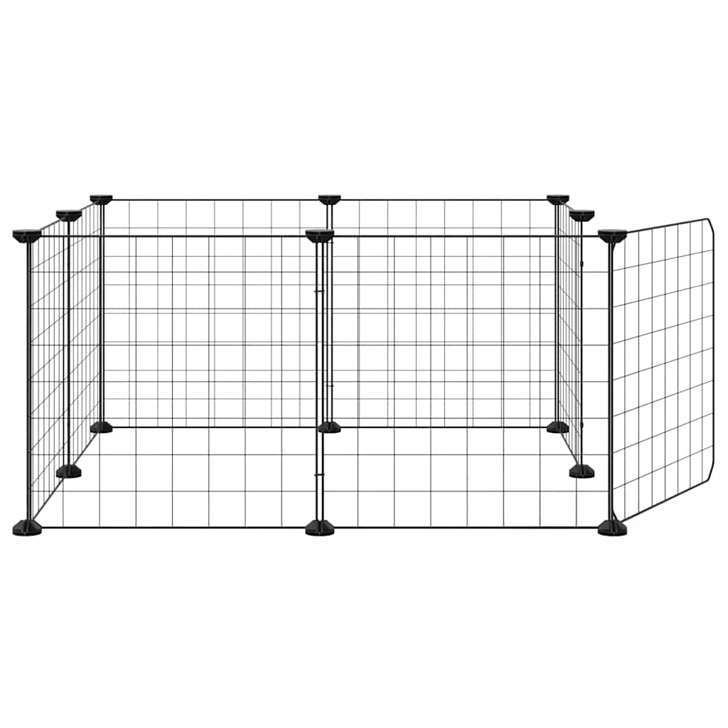 vidaXL 8-Panel-Haustierkäfig mit Tür Schwarz 35x35 cm Stahl