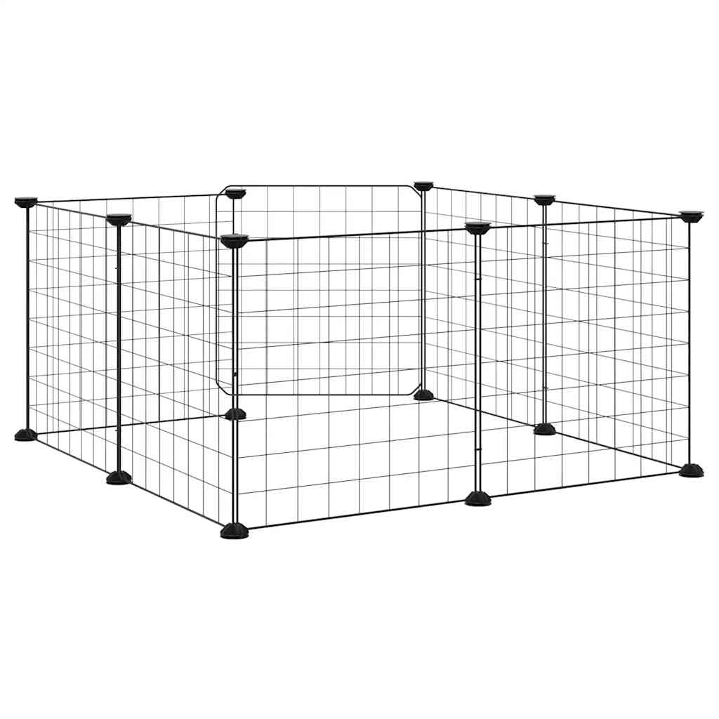 vidaXL 8-Panel-Haustierkäfig mit Tür Schwarz 35x35 cm Stahl
