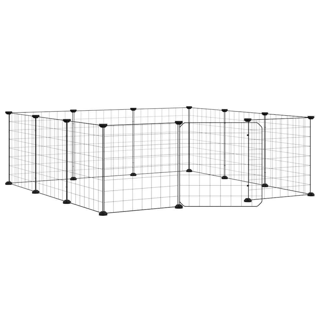 vidaXL 12-Panel-Haustierkäfig mit Tür Schwarz 35x35 cm Stahl