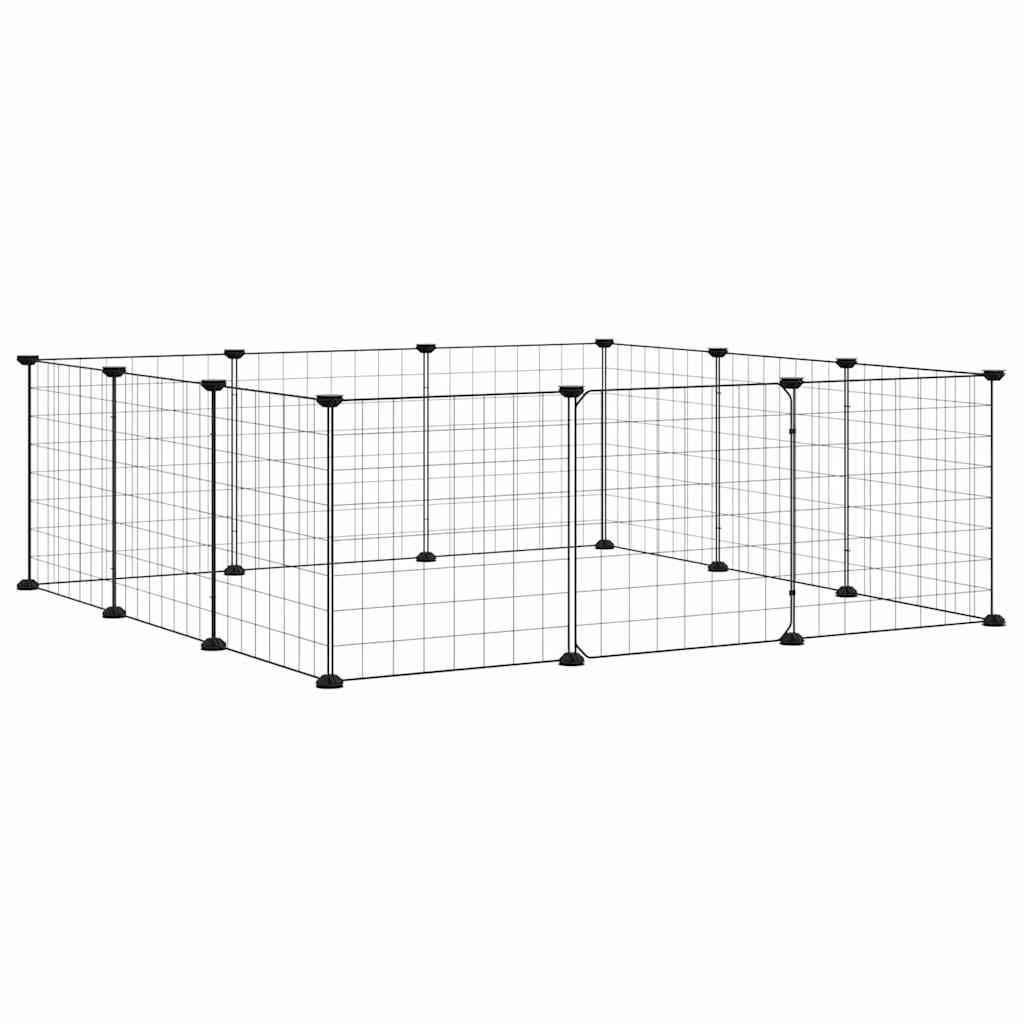vidaXL 12-Panel-Haustierkäfig mit Tür Schwarz 35x35 cm Stahl