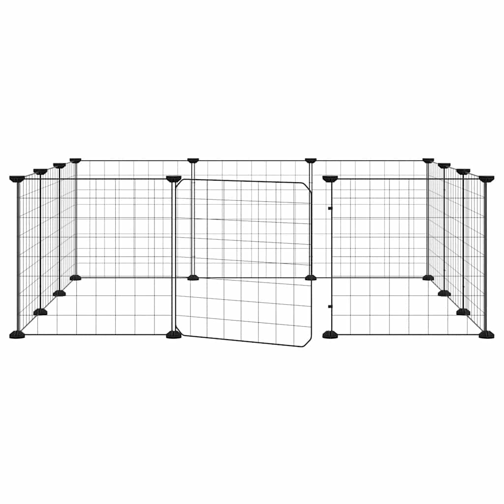 vidaXL 12-Panel-Haustierkäfig mit Tür Schwarz 35x35 cm Stahl