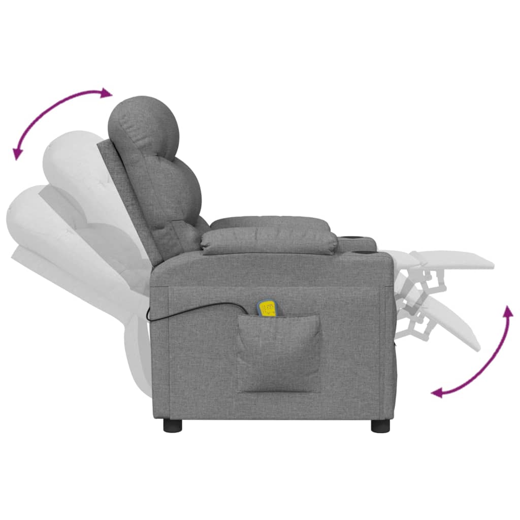 vidaXL Massagesessel Hellgrau Stoff