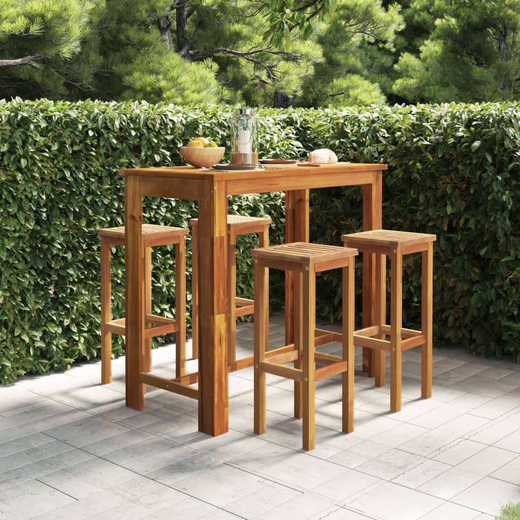 vidaXL 5-tlg. Gartenbar-Set Massivholz Akazie
