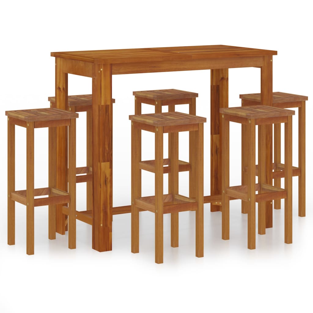 vidaXL 7-tlg. Gartenbar-Set Massivholz Akazie