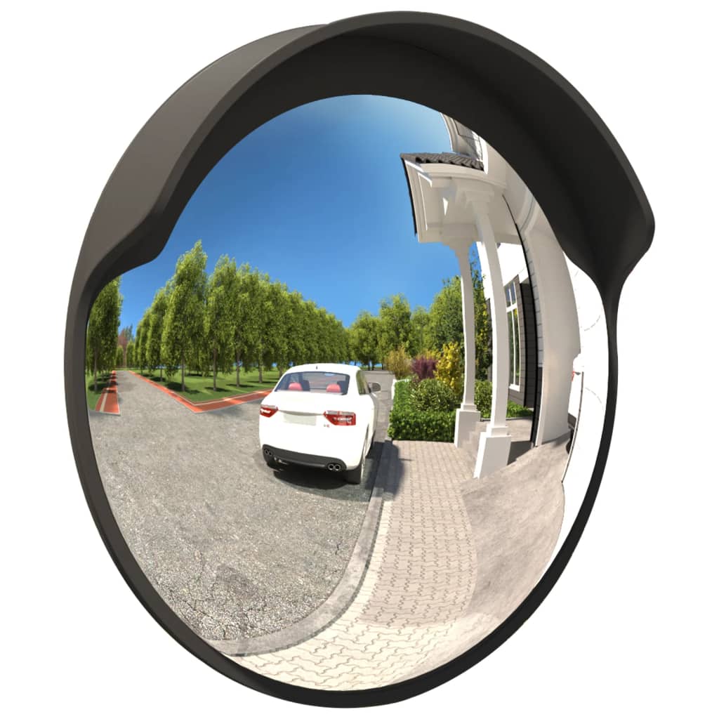 vidaXL Konvexer Verkehrsspiegel für den Außenbereich Schwarz Ø60 cm Polycarbonat