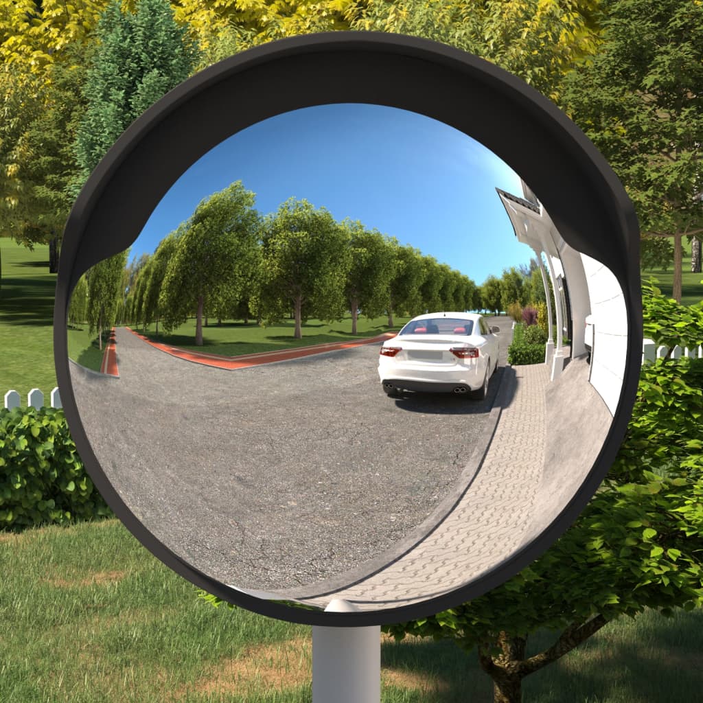 vidaXL Konvexer Verkehrsspiegel für den Außenbereich Schwarz Ø60 cm Polycarbonat