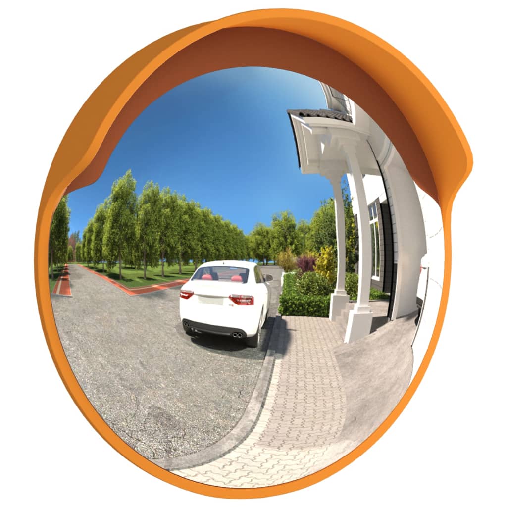 vidaXL Konvexer Verkehrsspiegel für den Außenbereich Orange Ø30 cm Polycarbonat