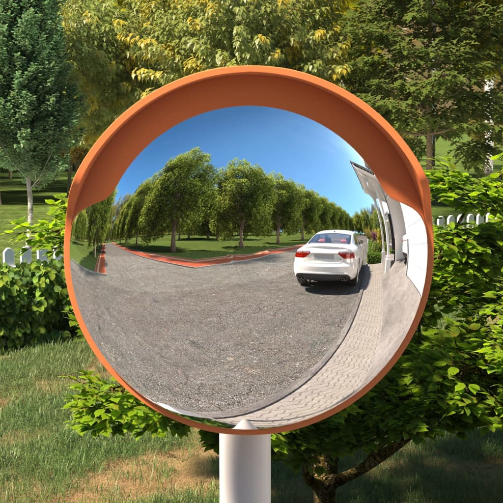 vidaXL Konvexer Verkehrsspiegel für den Außenbereich Orange Ø30 cm Polycarbonat