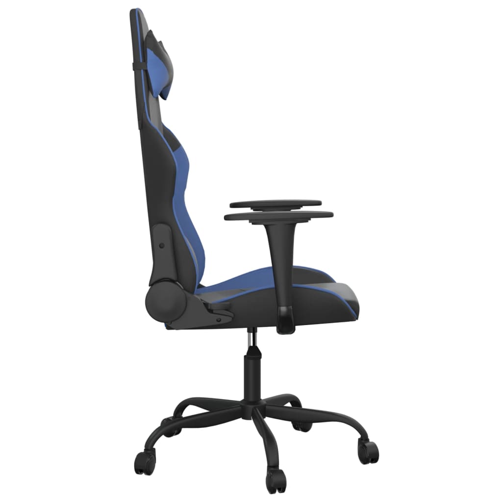 vidaXL Gaming-Stuhl mit Massagefunktion Schwarz und Blau Kunstleder