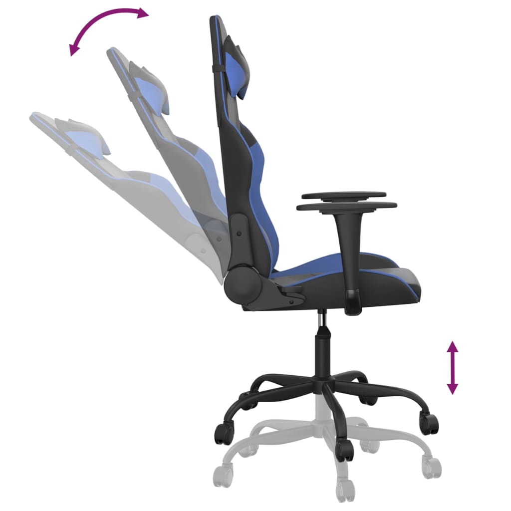 vidaXL Gaming-Stuhl mit Massagefunktion Schwarz und Blau Kunstleder