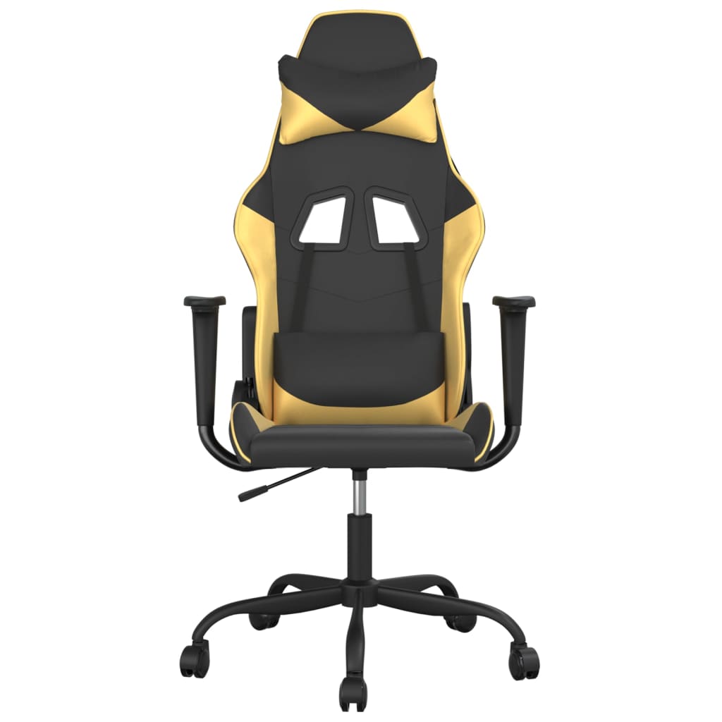 vidaXL Gaming-Stuhl mit Massagefunktion Schwarz & Golden Kunstleder