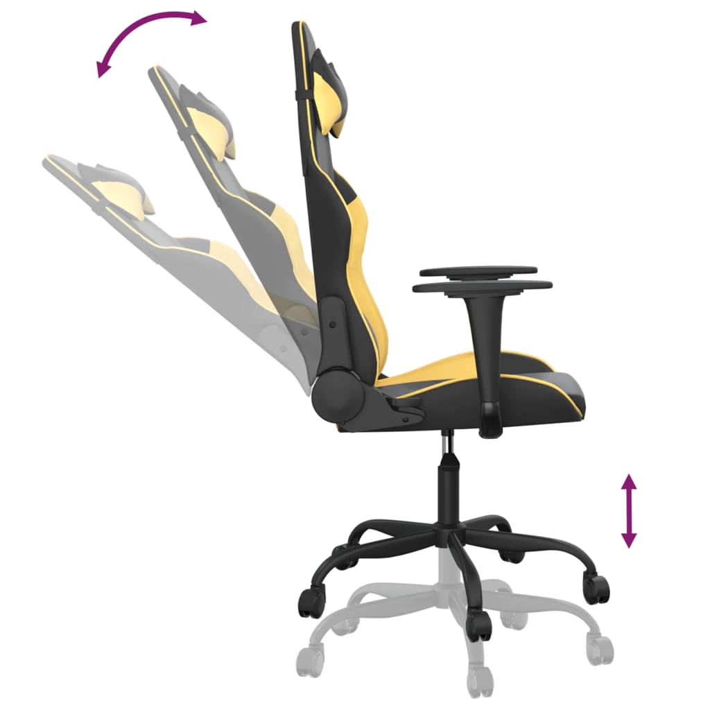 vidaXL Gaming-Stuhl mit Massagefunktion Schwarz & Golden Kunstleder