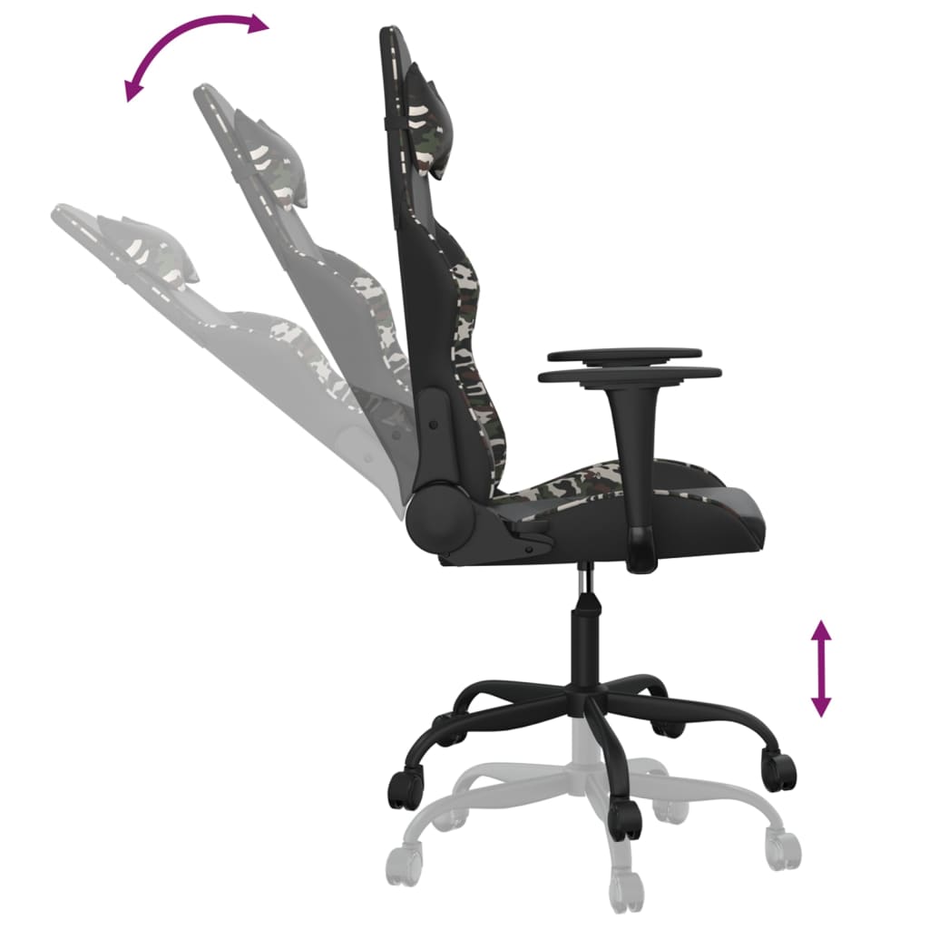 vidaXL Gaming-Stuhl mit Massagefunktion Schwarz Tarnfarben Kunstleder