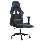 vidaXL Gaming-Stuhl mit Massage & Fußstütze Schwarz & Blau Kunstleder
