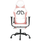 vidaXL Gaming-Stuhl mit Massage & Fußstütze Weiß und Rosa Kunstleder