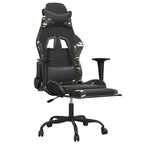 vidaXL Gamingstuhl mit Massage Fußstütze Schwarz Tarnfarben Kunstleder