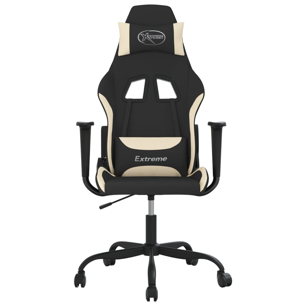vidaXL Gaming-Stuhl mit Massagefunktion Schwarz und Creme Stoff
