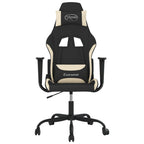 vidaXL Gaming-Stuhl mit Massagefunktion Schwarz und Creme Stoff