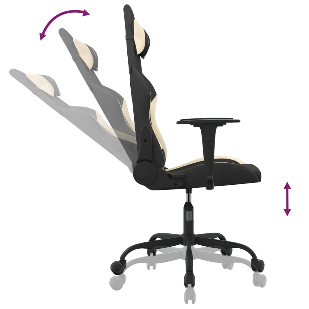 vidaXL Gaming-Stuhl mit Massagefunktion Schwarz und Creme Stoff