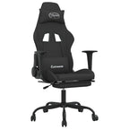 vidaXL Gaming-Stuhl mit Massage & Fußstütze Schwarz Stoff