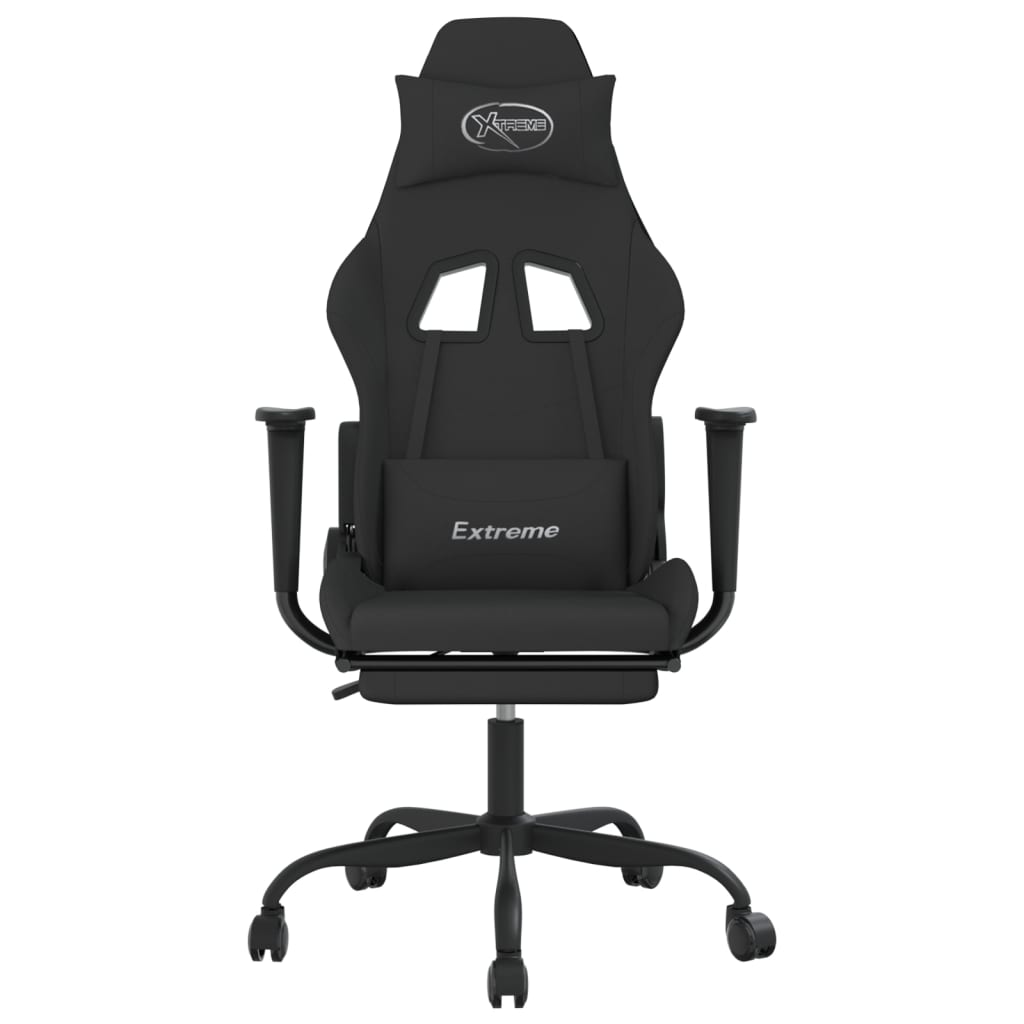 vidaXL Gaming-Stuhl mit Massage & Fußstütze Schwarz Stoff