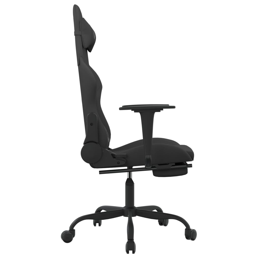 vidaXL Gaming-Stuhl mit Massage & Fußstütze Schwarz Stoff