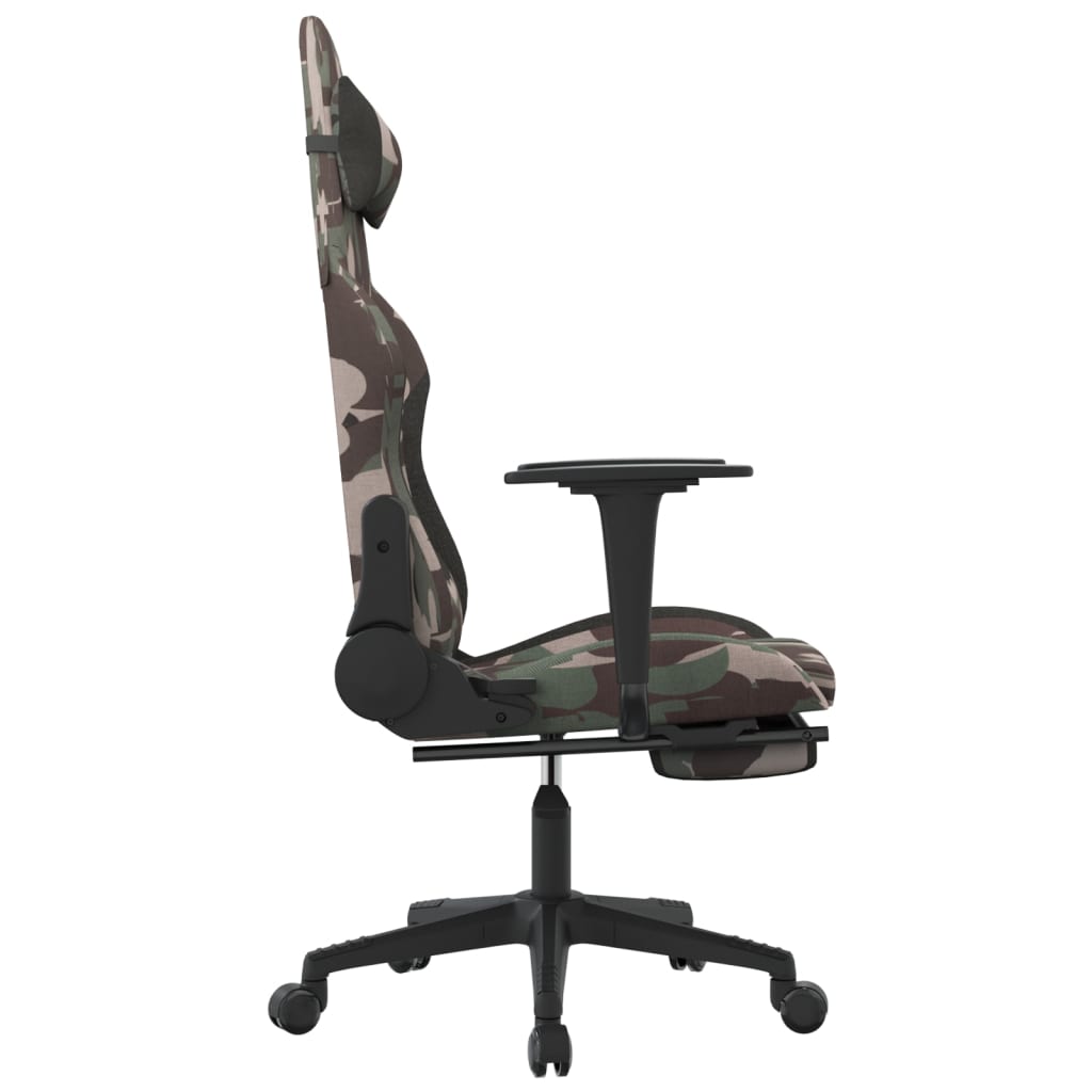 vidaXL Gaming-Stuhl mit Massage & Fußstütze Schwarz Camouflage Stoff