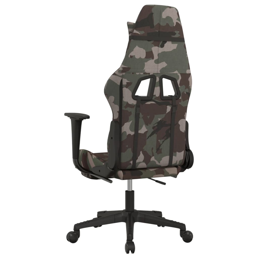 vidaXL Gaming-Stuhl mit Massage & Fußstütze Schwarz Camouflage Stoff
