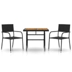 vidaXL 3-tlg. Garten-Essgruppe Poly Rattan Schwarz