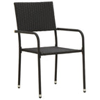 vidaXL 3-tlg. Garten-Essgruppe Poly Rattan Schwarz
